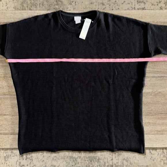 Chico's Ribbed Knit Structured Tunic Top Black - Picture 7 of 10